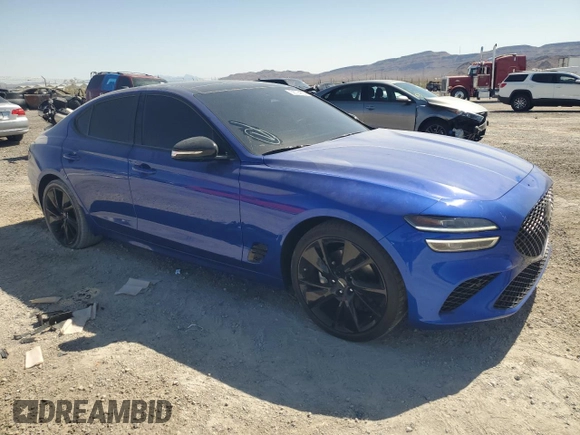 2023 Genesis G70 2.0T with VIN KMTG34TA9PU105285, listed as a Copart auction lot 58724654 with 26,885 mi miles and Salvage Title. Bid and sale history available at DreamBid. Image 4.