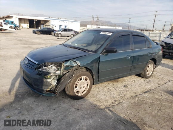 2001 Honda Civic LX with VIN JHMES15591S001856, listed as a Copart auction lot 45950495 with 98,466 mi miles and Salvage Title. Bid and sale history available at carsss.com. Image 1.
