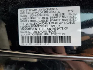 2022 Honda Ridgeline RTL-E with VIN 5FPYK3F79NB010478, listed as a Copart auction lot 60486525 with 53,029 mi miles and Salvage title. Bid and sale history available at DreamBid. Image 12.