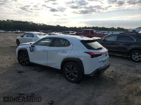 2020 Lexus UX 250h F Sport with VIN JTHR9JBH2L2025902, listed as a Copart auction lot 58944834 with 14,597 mi miles and Salvage title. Bid and sale history available at DreamBid. Image 2.