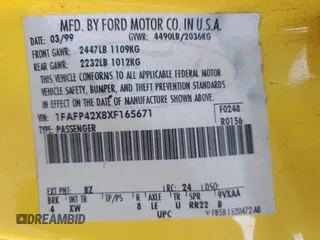 1999 Ford Mustang GT with VIN 1FAFP42X8XF165671, listed as a Copart auction lot 89204095 with 88,177 mi miles and Non Repairable. Bid and sale history available at carsss.com. Image 12.