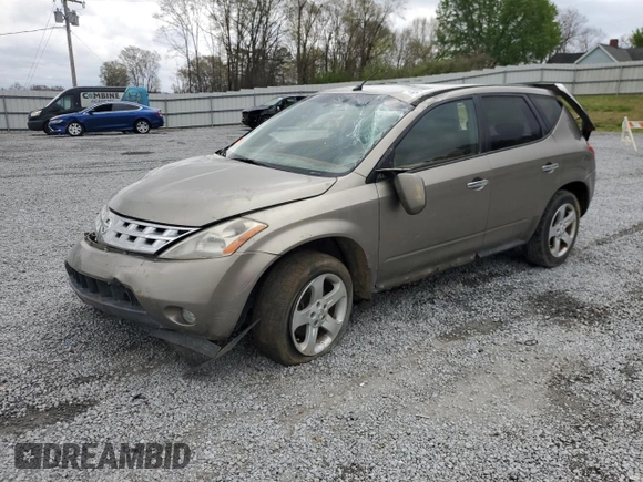 2003 Nissan Murano SL with VIN JN8AZ08W63W216184, listed as a Copart auction lot 49454375 with Not Provided miles and Salvage Title. Bid and sale history available at DreamBid. Image 1.