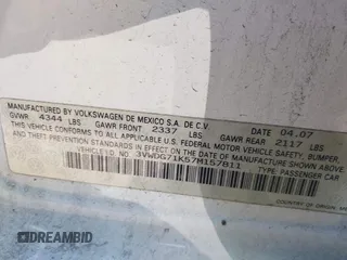 2007 Volkswagen Jetta 2.5L с VIN 3VWDG71K57M157811, выставлен на аукционе IAAI как лот 41693030 с пробегом 93 444 миль миль и . История ставок и продаж доступна на DreamBid. Изображение 9.