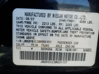 2008 Infiniti G35 with VIN JNKBV61E38M201157, listed as a Copart auction lot 77481384 with 243,581 mi miles and Salvage Title. Bid and sale history available at DreamBid. Image 14.