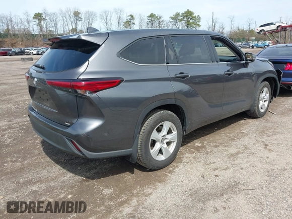 2021 Toyota Highlander L z VIN 5TDCZRBH0MS087637, wystawiony jako IAAI lot #41947861 z przebiegiem 22 626 mil mil oraz . Historia ofert i sprzedaży dostępna na DreamBid. Obrazek 4.