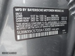 2013 BMW X3 xDrive28i with VIN 5UXWX9C57D0A13000, listed as a IAAI auction lot 41070011 with 126,246 mi miles. Bid and sale history available at carsss.com. Image 9.