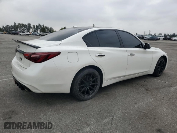 2020 Infiniti Q50 Luxe with VIN JN1EV7AP3LM203721, listed as a Copart auction lot 59380005 with 104,217 mi miles and Salvage title. Bid and sale history available at DreamBid. Image 3.
