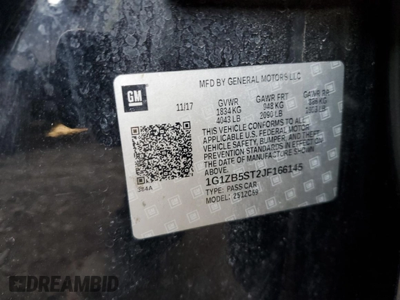 2018 Chevrolet Malibu LS with VIN 1G1ZB5ST2JF166145, listed as a Copart auction lot 49644785 with 139,451 mi miles and Salvage Title. Bid and sale history available at DreamBid. Image 12.