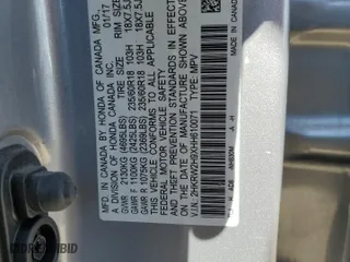 2017 Honda CR-V Touring with VIN 2HKRW2H9XHH610071, listed as a Copart auction lot 46273065 with 187,164 mi miles and Clean Title. Bid and sale history available at carsss.com. Image 13.