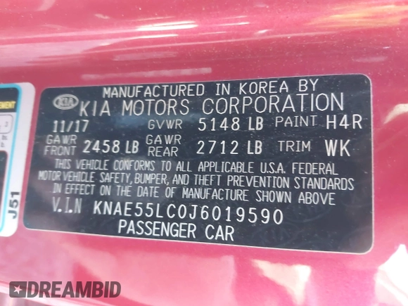 2018 Kia Stinger GT2 with VIN KNAE55LC0J6019590, listed as a IAAI auction lot 40627501 with 90,021 mi miles. Bid and sale history available at carsss.com. Image 9.