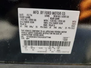 2016 Ford Explorer Platinum with VIN 1FM5K8HT5GGD27746, listed as a Copart auction lot 49656835 with 191,774 mi miles and Salvage Title. Bid and sale history available at DreamBid. Image 13.