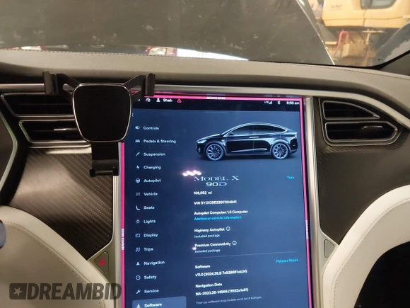 2016 Tesla Model X 70D with VIN 5YJXCBE23GF004941, listed as a IAAI auction lot 41706603 with 108,052 mi miles and . Bid and sale history available at DreamBid. Image 7.
