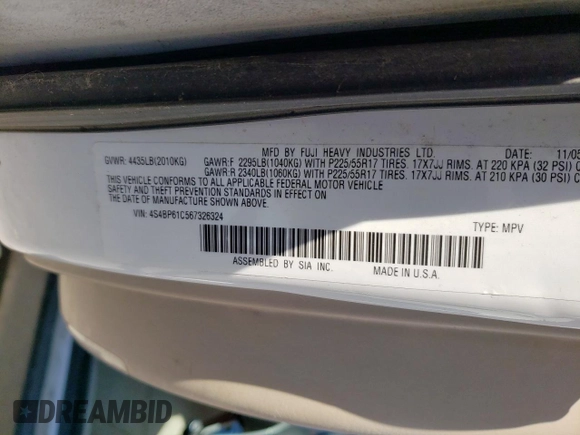 2006 Subaru Legacy Outback z VIN 4S4BP61C567326324, wystawiony jako Copart lot #53816485 z przebiegiem 157 151 mil mil oraz Szkoda całkowita • Salvage title. Historia ofert i sprzedaży dostępna na DreamBid. Obrazek 13.
