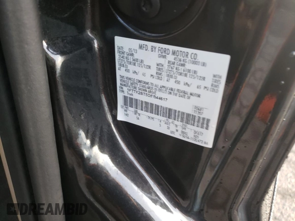 2013 Ford F-250 XL with VIN 1FT7X2BT5DEB44617, listed as a Copart auction lot 72566734 with 117,798 mi miles and Clean Title. Bid and sale history available at DreamBid. Image 12.