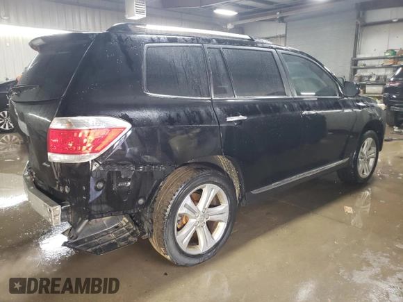2013 Toyota Highlander Limited with VIN 5TDDK3EH9DS235429, listed as a Copart auction lot 50582125 with 144,855 mi miles and Salvage title. Bid and sale history available at DreamBid. Image 3.
