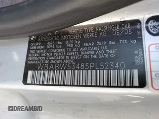 2005 BMW 3 Series 330Ci with VIN WBABW53485PL52340, listed as a Copart auction lot 70461414 with 123,269 mi miles and Salvage Title. Bid and sale history available at carsss.com. Image 14.