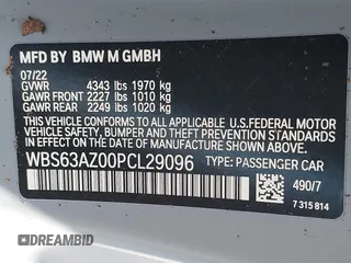 2023 BMW 4 Series z VIN WBS63AZ00PCL29096, wystawiony jako IAAI lot #41944007 z przebiegiem 2 988 mil mil oraz . Historia ofert i sprzedaży dostępna na DreamBid. Obrazek 9.