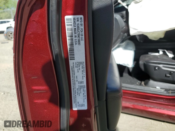 2022 Dodge Durango R/T z VIN 1C4SDJCT8NC108297, wystawiony jako Copart lot #54101095 z przebiegiem Nie podano mil oraz Szkoda całkowita • Salvage title. Historia ofert i sprzedaży dostępna na DreamBid. Obrazek 13.