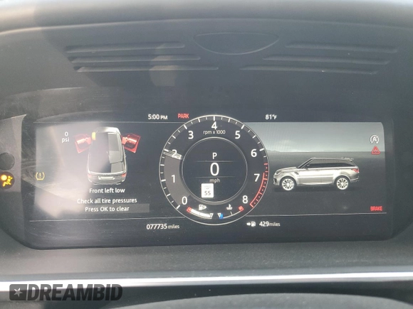 2018 Land Rover Range Rover Sport HSE Dynamic with VIN SALWV2SV7JA404482, listed as a Copart auction lot 48197835 with 77,735 mi miles and Salvage Title. Bid and sale history available at carsss.com. Image 9.