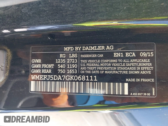 2016 Smart fortwo Passion with VIN WMEFJ5DA7GK068111, listed as a IAAI auction lot 42260953 with 87,115 mi miles and . Bid and sale history available at DreamBid. Image 9.