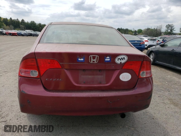 2008 Honda Civic LX with VIN 1HGFA165X8L091015, listed as a Copart auction lot 54551435 with 284,294 mi miles and Clean Title. Bid and sale history available at DreamBid. Image 6.