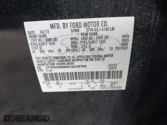 2013 Ford Explorer с VIN 1FM5K8B86DGA35782, выставлен на аукционе IAAI как лот 42352880 с пробегом 139 974 миль миль и . История ставок и продаж доступна на DreamBid. Изображение 9.