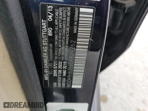 2014 Mercedes-Benz E 350 Luxury with VIN WDDHH8JB6EA809262, listed as a Copart auction lot 51817555 with 122,948 mi miles and Salvage Title. Bid and sale history available at DreamBid. Image 12.