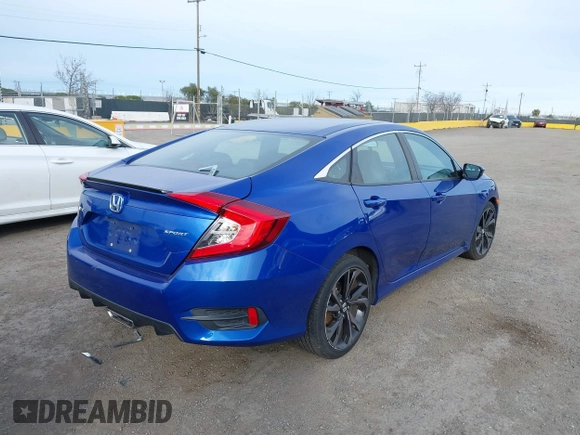 2019 Honda Civic Sedan Sport with VIN 2HGFC2F83KH592715, listed as a IAAI auction lot 41609225 with 1 mi miles. Bid and sale history available at carsss.com. Image 4.