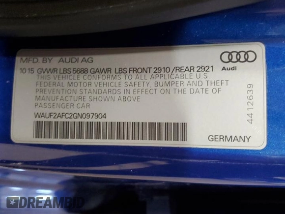 2016 Audi S6 Premium Plus z VIN WAUF2AFC2GN097904, wystawiony jako Copart lot #44972015 z przebiegiem 135 123 mil mil oraz Szkoda całkowita • Salvage title. Historia ofert i sprzedaży dostępna na DreamBid. Obrazek 12.