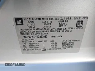 2014 Chevrolet Silverado 1500 LT with VIN 3GCPCREC1EG227987, listed as a IAAI auction lot 42065816 with 182,583 mi miles and . Bid and sale history available at DreamBid. Image 9.