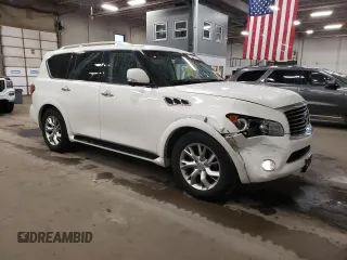 2011 Infiniti QX56 7-passenger with VIN JN8AZ2NE6B9004051, listed as a Copart auction lot 81329734 with 175,705 mi miles and Salvage Title. Bid and sale history available at carsss.com. Image 4.