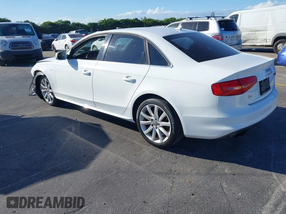 2014 Audi A4 Premium with VIN WAUAFAFL8EN012835, listed as a IAAI auction lot 41558062 with 105,674 mi miles. Bid and sale history available at carsss.com. Image 3.