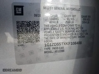 2019 Chevrolet Malibu LT with VIN 1G1ZD5STXKF108408, listed as a IAAI auction lot 41759593 with 71,831 mi miles. Bid and sale history available at carsss.com. Image 9.