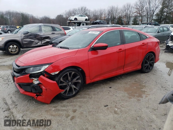 2019 Honda Civic Sport with VIN 2HGFC2F83KH578216, listed as a Copart auction lot 46923645 with 49,593 mi miles and Salvage Title. Bid and sale history available at DreamBid. Image 1.
