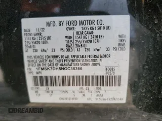 2022 Ford Explorer XLT with VIN 1FMSK7DH5NGC38366, listed as a Copart auction lot 51224835 with 24,909 mi miles and Salvage Title. Bid and sale history available at carsss.com. Image 14.