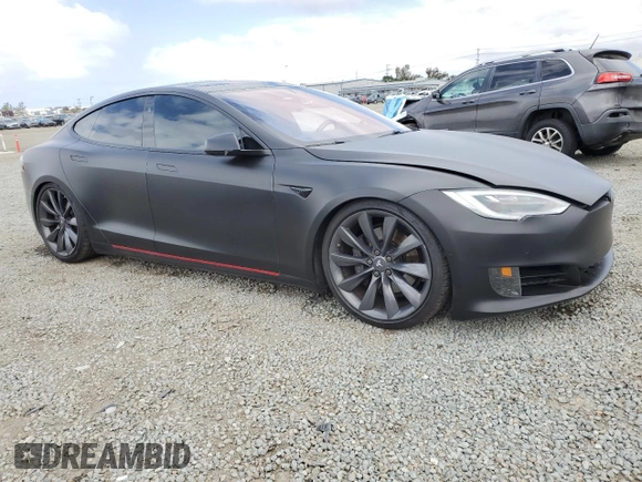 2017 Tesla Model S 100D with VIN 5YJSA1E22HF192735, listed as a Copart auction lot 54875055 with 100,537 mi miles and Salvage Title. Bid and sale history available at carsss.com. Image 4.
