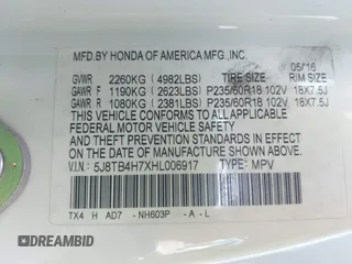 2017 Acura RDX Advance with VIN 5J8TB4H7XHL006917, listed as a IAAI auction lot 42610247 with 77,994 mi miles and . Bid and sale history available at DreamBid. Image 9.