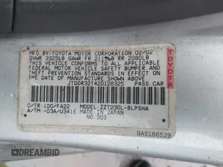 2002 Toyota Celica GT z VIN JTDDR32T420128325, wystawiony jako IAAI lot #41415924 z przebiegiem 256 994 mil mil oraz . Historia ofert i sprzedaży dostępna na DreamBid. Obrazek 9.