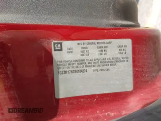 2008 Pontiac G6 GT z VIN 1G2ZH17N784104274, wystawiony jako IAAI lot #42445342 z przebiegiem 249 326 mil mil oraz . Historia ofert i sprzedaży dostępna na DreamBid. Obrazek 9.