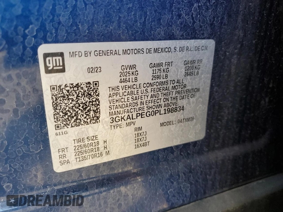 2023 GMC Terrain SLT with VIN 3GKALPEG0PL198834, listed as a Copart auction lot 87021034 with 25,453 mi miles and Salvage Title. Bid and sale history available at carsss.com. Image 15.