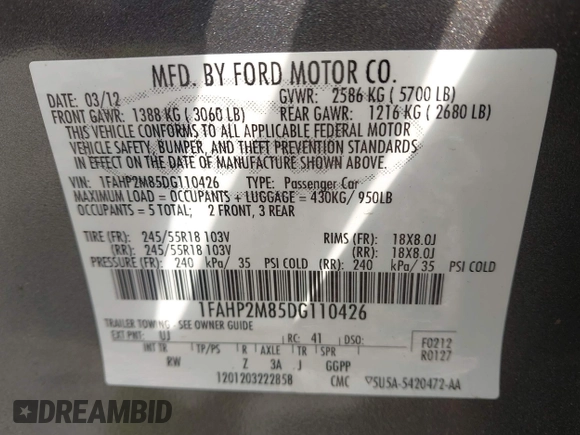 2013 Ford Police Interceptor с VIN 1FAHP2M85DG110426, выставлен на аукционе IAAI как лот 41895118 с пробегом 167 376 миль миль и . История ставок и продаж доступна на DreamBid. Изображение 9.
