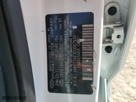 2012 Hyundai Accent GS with VIN KMHCT5AE3CU007920, listed as a Copart auction lot 47434065 with 136,176 mi miles and Salvage Title. Bid and sale history available at carsss.com. Image 13.