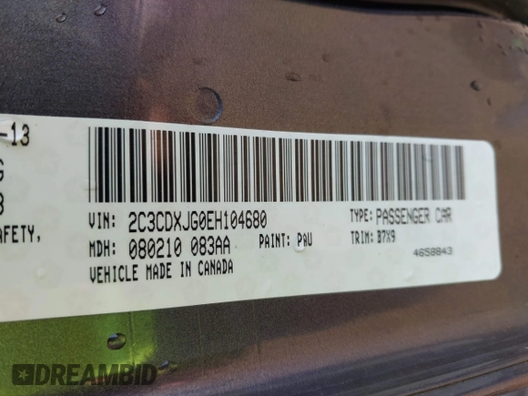 2014 Dodge Charger SXT Plus with VIN 2C3CDXJG0EH104680, listed as a IAAI auction lot 41784303 with 135,771 mi miles. Bid and sale history available at carsss.com. Image 9.
