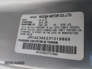 2003 Nissan 350Z Touring z VIN JN1AZ34E23T019866, wystawiony jako IAAI lot #41293510 z przebiegiem 118 416 mil mil oraz . Historia ofert i sprzedaży dostępna na DreamBid. Obrazek 9.