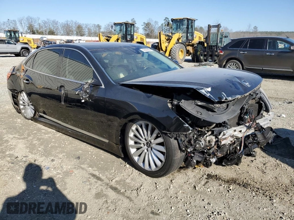 2016 Hyundai Equus Signature with VIN KMHGH4JH3GU104600, listed as a Copart auction lot 46083605 with 83,338 mi miles and Salvage Title. Bid and sale history available at DreamBid. Image 4.