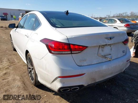 2018 Genesis G80 3.3T Sport with VIN KMHGN4JBXJU222333, listed as a IAAI auction lot 41815371 with 77,494 mi miles. Bid and sale history available at carsss.com. Image 3.