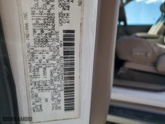 2003 Toyota Sequoia SR5 with VIN 5TDZT34A93S203716, listed as a Copart auction lot 50355365 with 276,962 mi miles and Salvage Title. Bid and sale history available at carsss.com. Image 13.