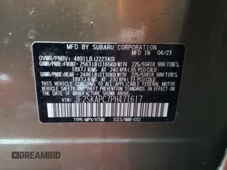 2023 Subaru Forester Limited with VIN JF2SKAPC7PH471617, listed as a Copart auction lot 88942255 with 36,416 mi miles and Salvage title. Bid and sale history available at DreamBid. Image 13.