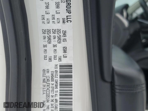 2012 Jeep Grand Cherokee Laredo with VIN 1C4RJFAT4CC335104, listed as a Copart auction lot 45306185 with 120,086 mi miles and Salvage Title. Bid and sale history available at carsss.com. Image 13.