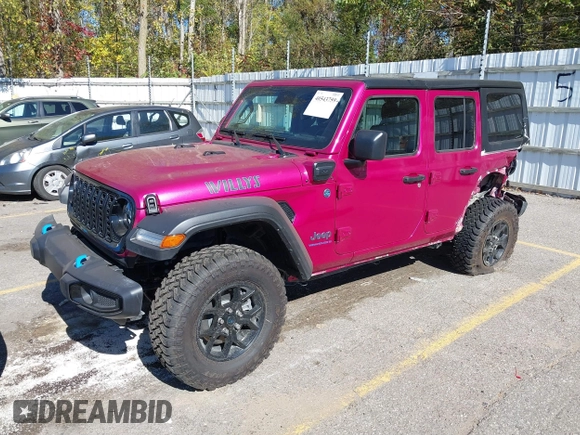 2024 Jeep Wrangler Sport S with VIN 1C4RJXN6XRW323881, listed as a IAAI auction lot 40543759 with 4,440 mi miles and . Bid and sale history available at DreamBid. Image 18.